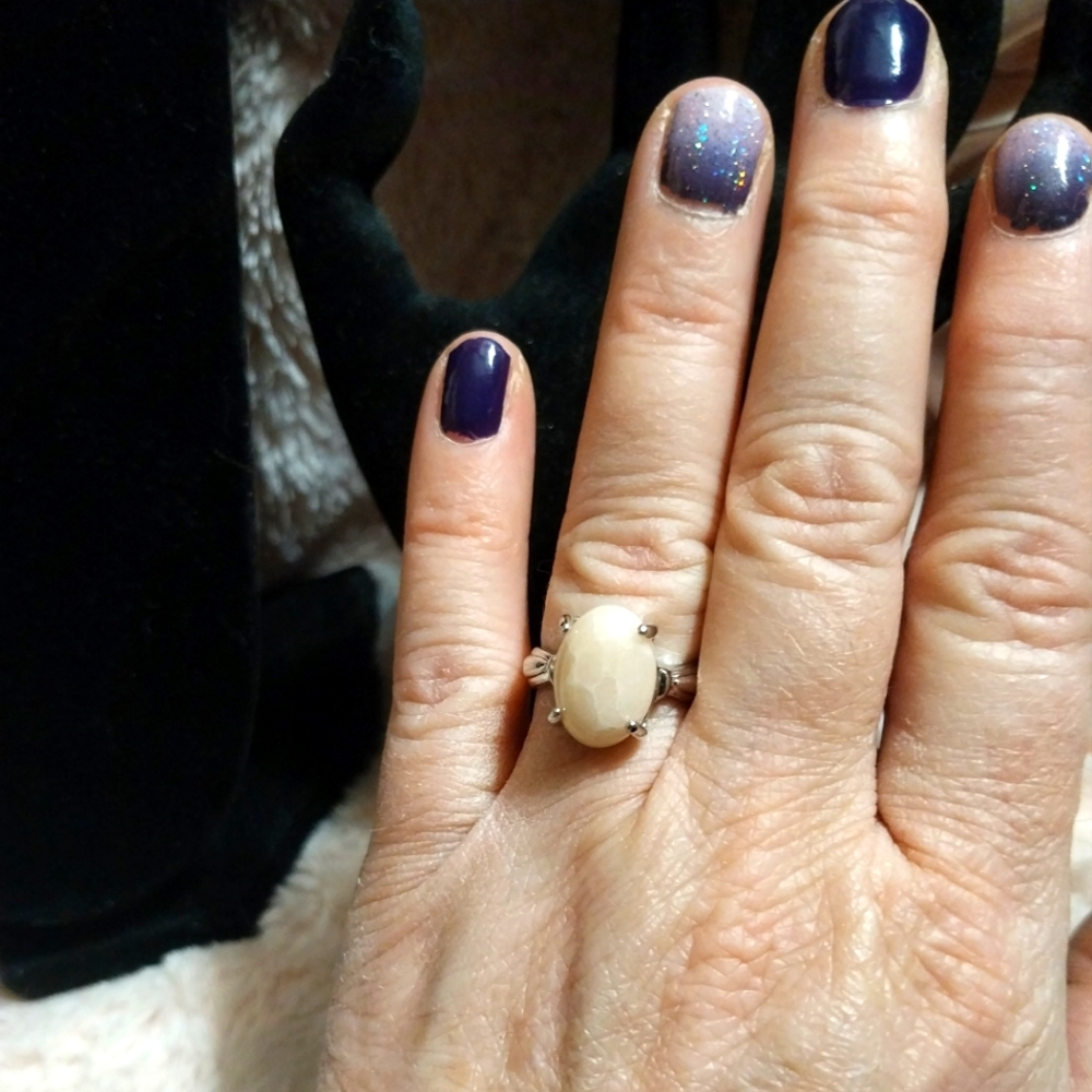 Vintage Silver-Cream Tortoise Ring